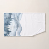 Waterverf Blauwe Bergen Bomen Bad Handdoek (Handdoek)