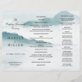 waterverf blauwe bergen drieledig trouwprogramma (Voorkant)