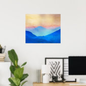 Waterverf Blauwe bergen Poster (Thuiskantoor)