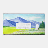 Waterverf Blauwe bergvallei Wilde Flowers Bureaumat (Keyboard & Muis)