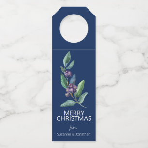 Waterverf Blauwe Berry verliest Kerstmis Flessenhanger