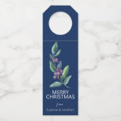 Waterverf Blauwe Berry verliest Kerstmis Flessenhanger (Voorkant)