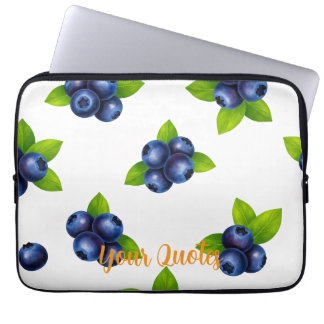Waterverf Blauwe Bes Botanisch Patroon Laptop Sleeve
