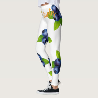 Waterverf Blauwe Bes Botanisch Patroon Leggings
