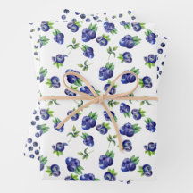 Waterverf Blauwe Bes Patroon Inpakpapier Vellen