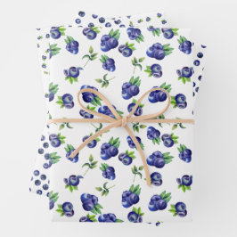 Waterverf Blauwe Bes Patroon Inpakpapier Vellen