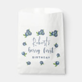 Waterverf blauwe bessen 1e verjaardagsfeestje bedankzakje (Voorkant)