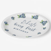 Waterverf blauwe bessen 1e verjaardagsfeestje papieren bordje (Gekanteld)