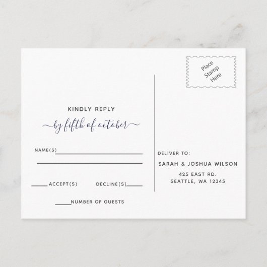 waterverf blauwe bessen blauw botanische bruiloft  uitnodiging briefkaart (Achterkant)