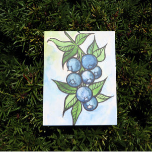 Waterverf Blauwe Bessen Briefkaart
