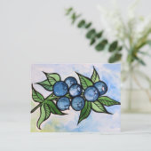 Waterverf Blauwe Bessen Briefkaart (Staand voorkant)