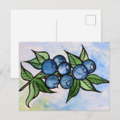 Waterverf Blauwe Bessen Briefkaart (Voorkant / Achterkant)