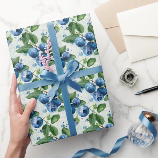 Waterverf Blauwe bessen Cadeaupapier (Geschenken)