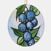 Waterverf Blauwe bessen Keramisch Ornament (Links)