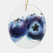 Waterverf Blauwe bessen Keramisch Ornament (Links)