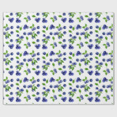 Waterverf Blauwe bessen Patroon Schattigee bessen Cadeaupapier (Vlak)