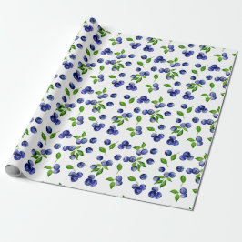 Waterverf Blauwe bessen Patroon Schattigee bessen Cadeaupapier