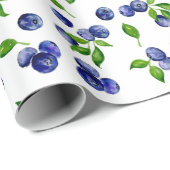 Waterverf Blauwe bessen Patroon Schattigee bessen Cadeaupapier (Rol Hoek)