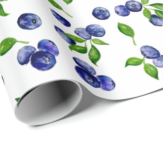 Waterverf Blauwe bessen Patroon Schattigee bessen Cadeaupapier (Rol Hoek)