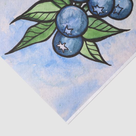 Waterverf Blauwe bessen Tissuepapier (Detail)