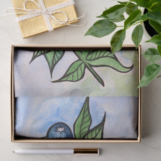 Waterverf Blauwe bessen Tissuepapier (Geschenk)