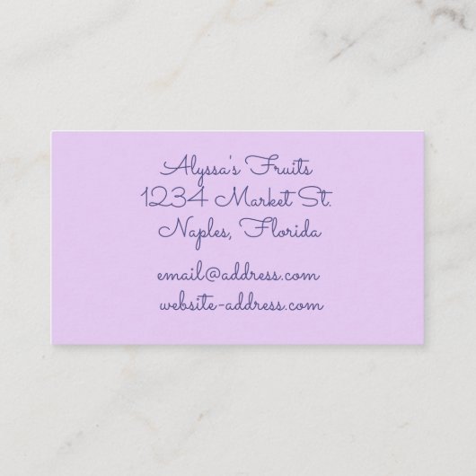 Waterverf Blauwe bessen Visitekaartje (Achterkant)