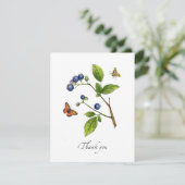 Waterverf Blauwe bessen vlakke Hartelijk dank Bedankkaart (Staand voorkant)