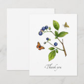 Waterverf Blauwe bessen vlakke Hartelijk dank Bedankkaart (Voorkant / Achterkant)