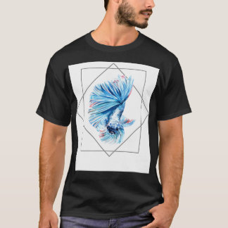 Waterverf blauwe betta t-shirt