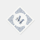 Waterverf Blauwe Bladeren Bundle Letter M Monogram Servet (Hoek)