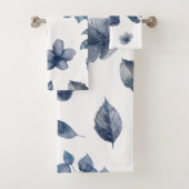 Waterverf Blauwe bladeren Florals Bad Handdoek (Insitu)