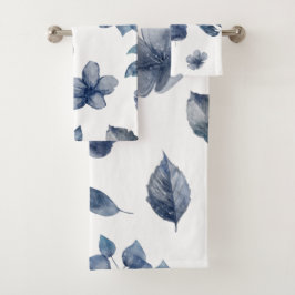 Waterverf Blauwe bladeren Florals Bad Handdoek