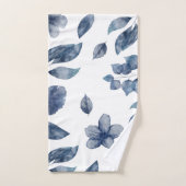 Waterverf Blauwe bladeren Florals Bad Handdoek (Handdoek)