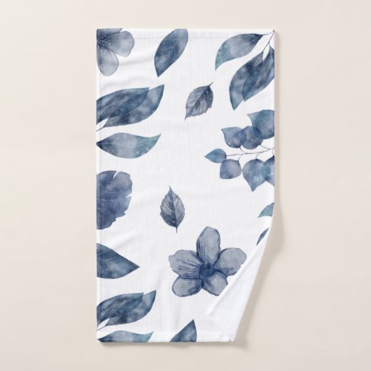 Waterverf Blauwe bladeren Florals Bad Handdoek (Handdoek)