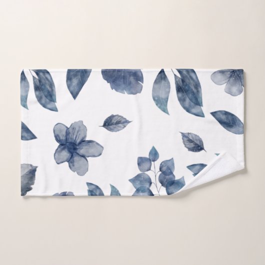 Waterverf Blauwe bladeren Florals Bad Handdoek (Handdoek)
