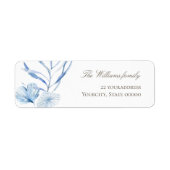 waterverf blauwe bladeren label (Voorkant)