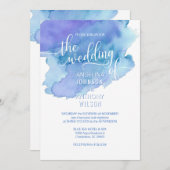 Waterverf Blauwe Blauwgroen Paarse bruiloft Kaart (Voorkant / Achterkant)