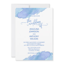 Waterverf Blauwe Blauwgroen Paarse bruiloft