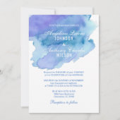 Waterverf Blauwe Blauwgroen Paarse bruiloft Kaart (Voorkant)