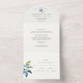 Waterverf Blauwe bloem All In One Uitnodiging (Binnen)