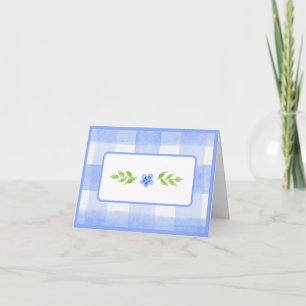 Waterverf Blauwe Bloem Groene Bladeren Blauwe Rut Notitiekaartje