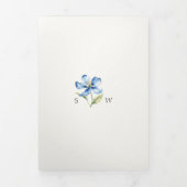 Waterverf Blauwe Bloem Huwelijk Drieluik Uitnodiging (Cover)