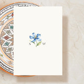 Waterverf Blauwe Bloem Huwelijk Drieluik Uitnodiging