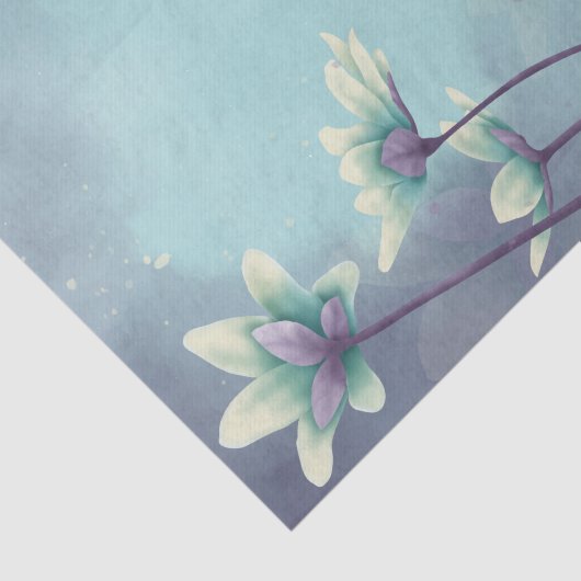 Waterverf Blauwe bloem ontkoppeling Tissuepapier (Detail)