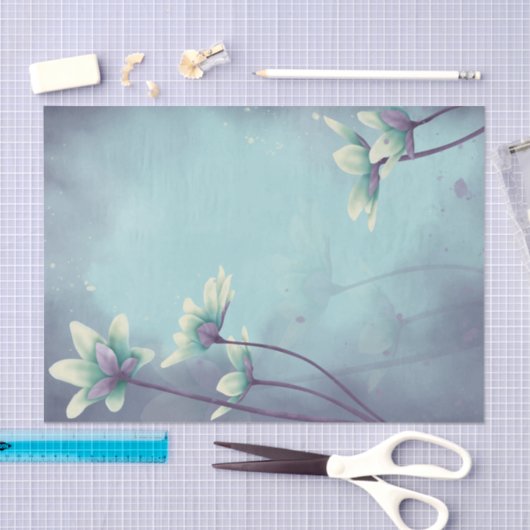 Waterverf Blauwe bloem ontkoppeling Tissuepapier (Craft)