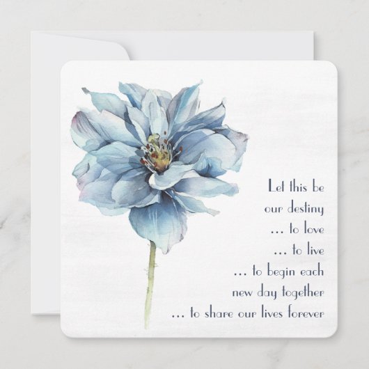 Waterverf Blauwe Bloem op Getextureerd Wit Kaart (Voorkant)