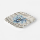 Waterverf Blauwe Bloem op Ivoor Abstract Papieren Bordje (Gebogen)