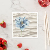 Waterverf Blauwe Bloem op Ivoor Abstract Servet (Insitu)