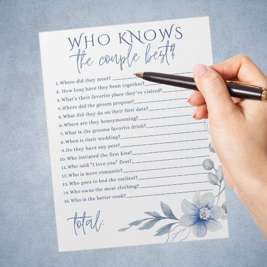 Waterverf Blauwe Bloem Paar Beste Bruids Spel Notitieblok