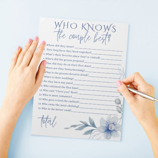 Waterverf Blauwe Bloem Paar Beste Bruids Spel Notitieblok